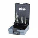 Ruko Stufenbohrer-Satz HSS Co5 3tlg. für Ø 4-12 / 4-20 / 4-30 mm